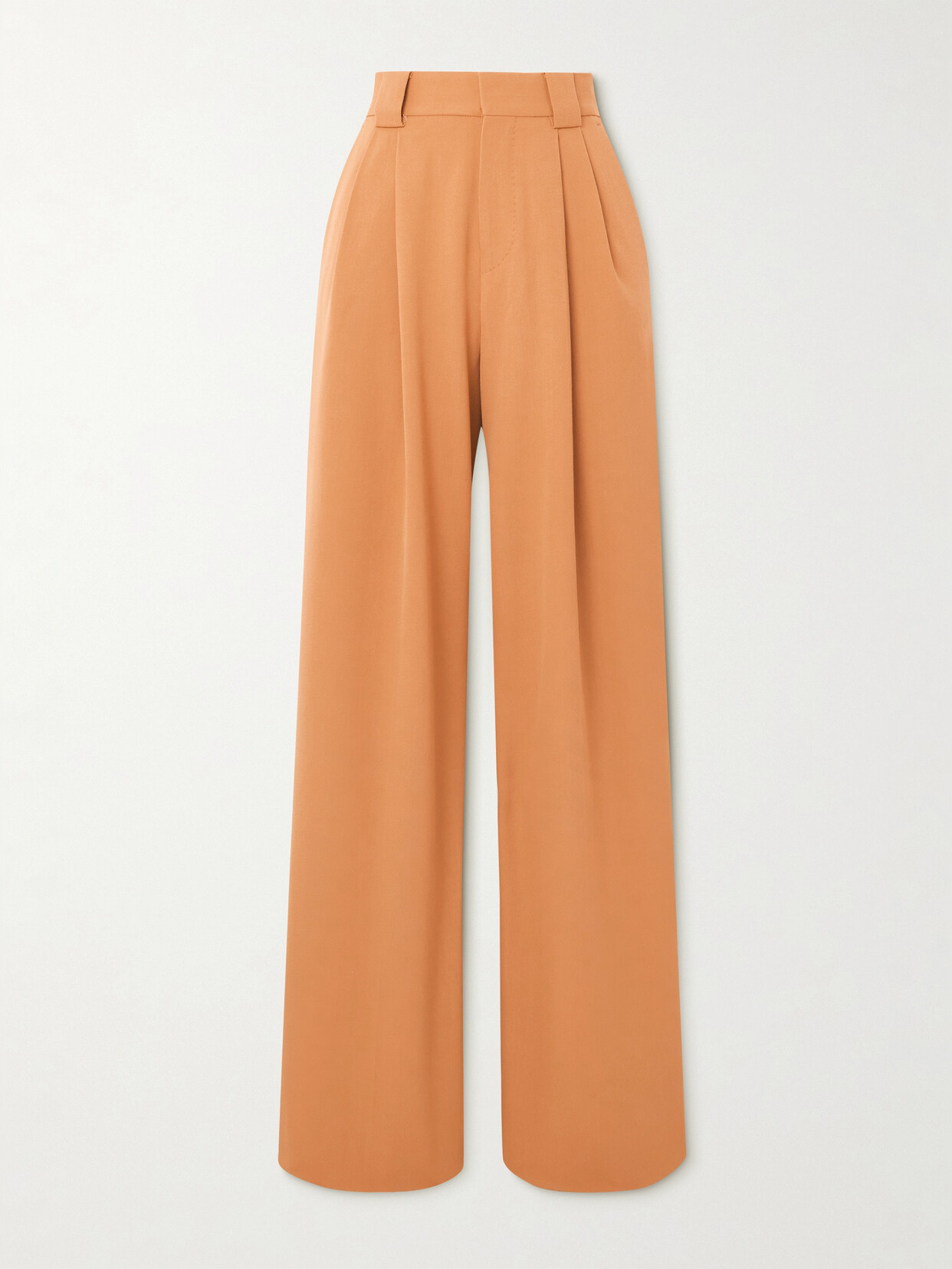 Petar Petrov Pleated Stretch-wool Wide-leg Trousers - Orange