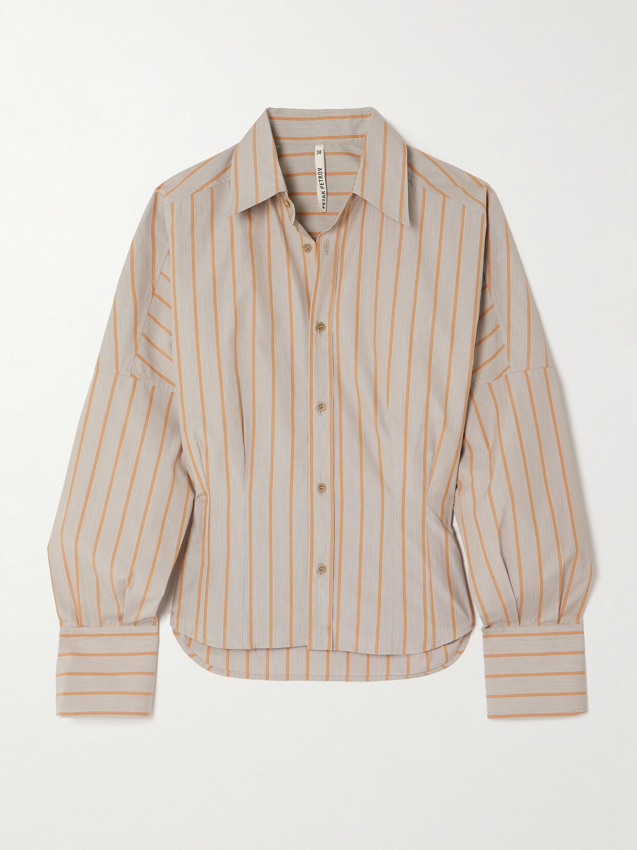 Petar Petrov All Day Oversized Gathered Striped Cotton-poplin Shirt In Orange