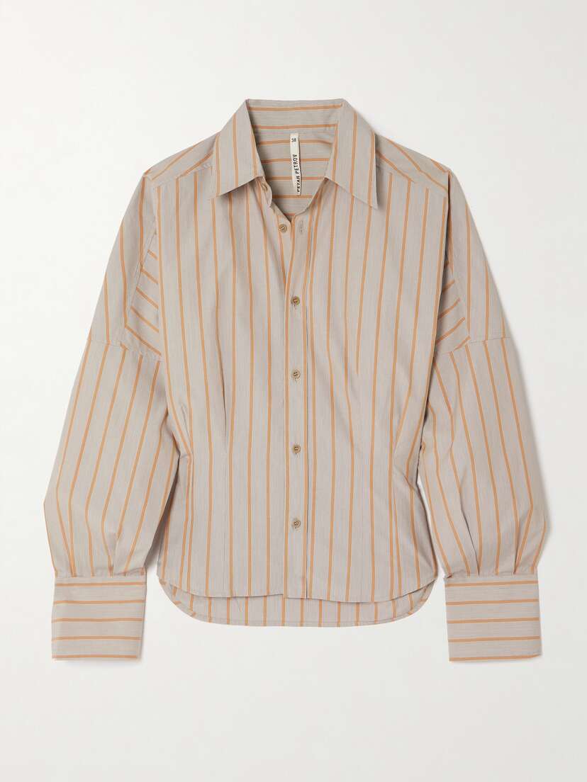 Petar Petrov All Day Oversized Gathered Striped Cotton-poplin Shirt
