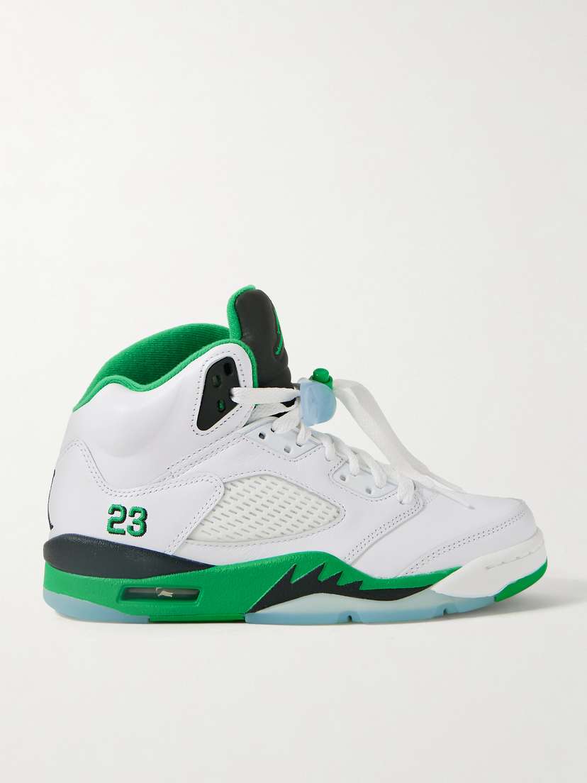 Nike Air Jordan 5 Retro Rubber-trimmed Leather High-top Sneakers