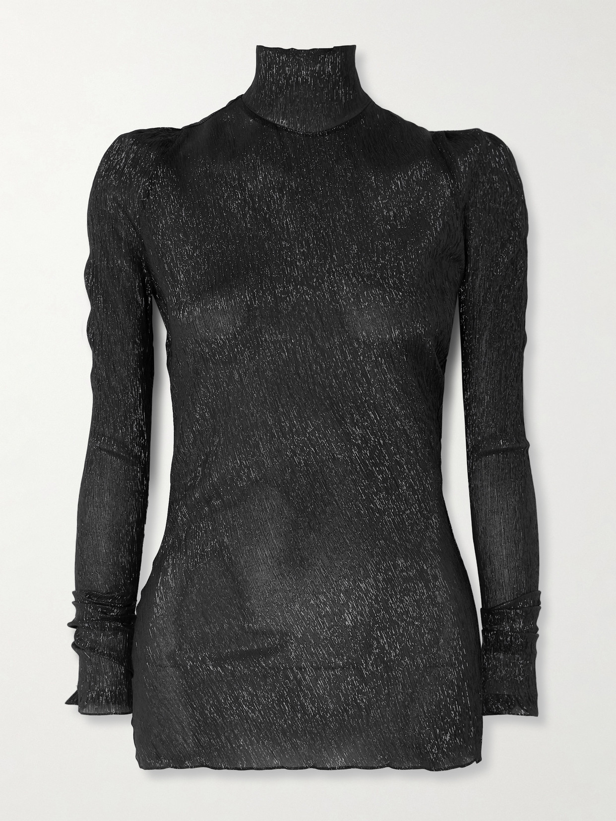 Petar Petrov - Treasure Metallic Silk-blend Turtleneck Top - Black