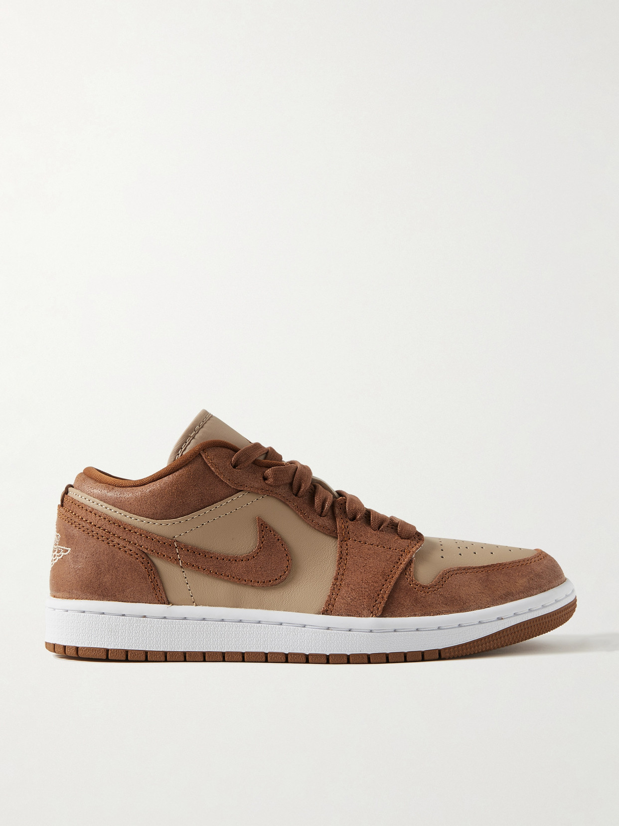 Nike - Air Jordan 1 Low Leather And Suede Sneakers - Brown