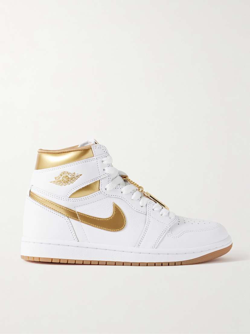 Nike Air Jordan 1 Retro Embellished Metallic Leather High-top Sneakers