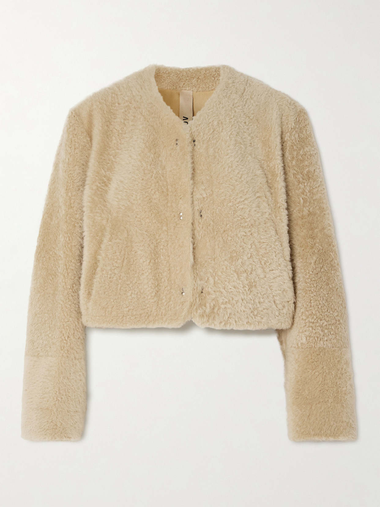 Petar Petrov Fresh Oversized Cropped Shearling Jacket In Cream