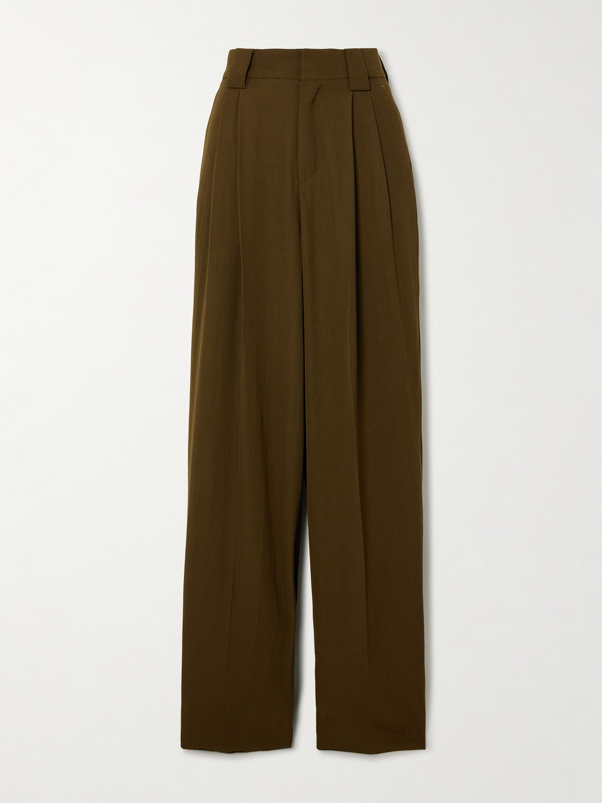 Petar Petrov Evidence Pleated Wool-blend Twill Wide-leg Pants In Brown