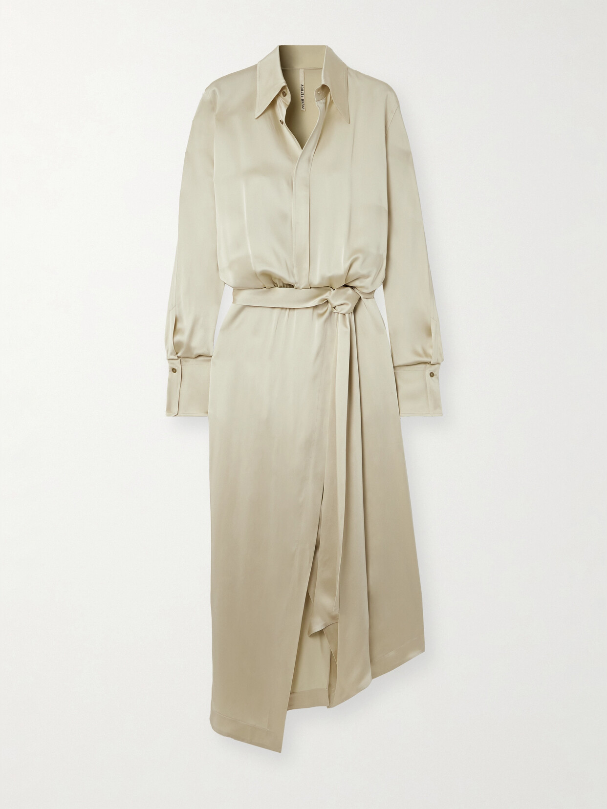 Petar Petrov Aquarius Draped Satin Shirt Dress In Ivory