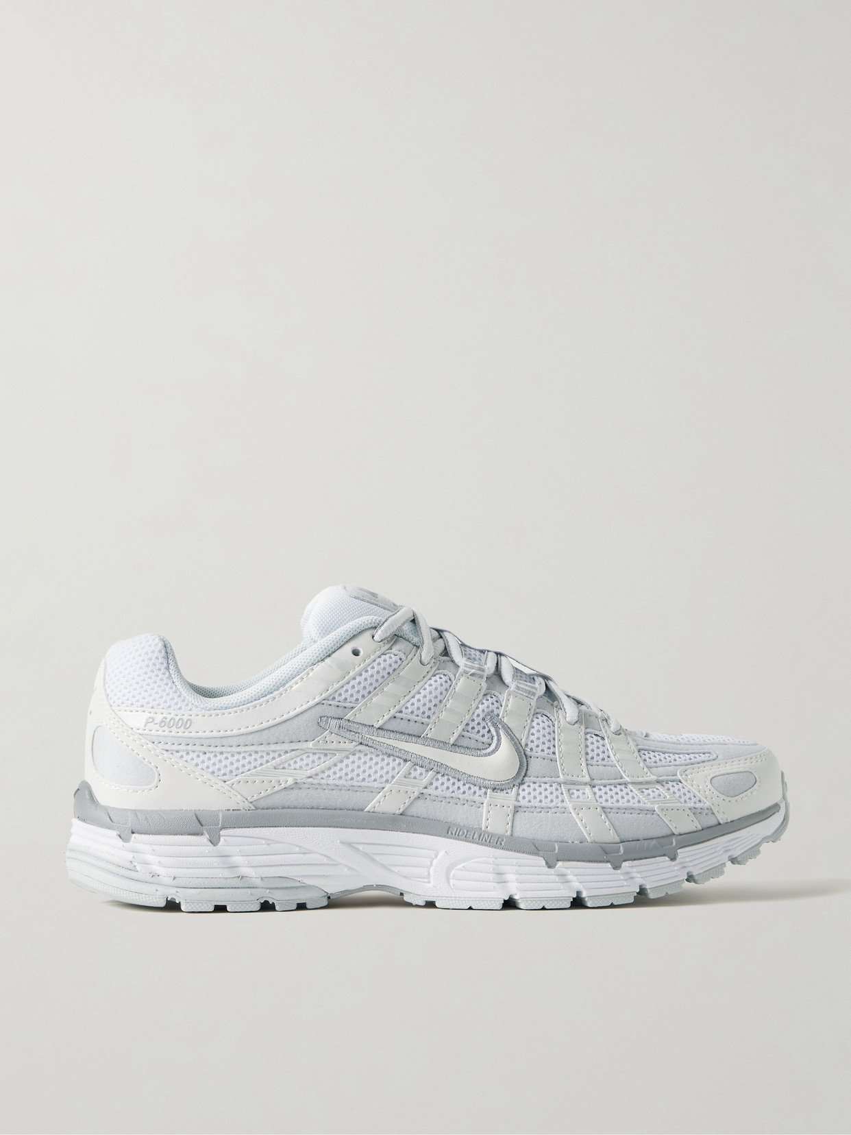 Shop Nike P-6000 Rubber-trimmed Felt, Leather And Mesh Sneakers In Silver