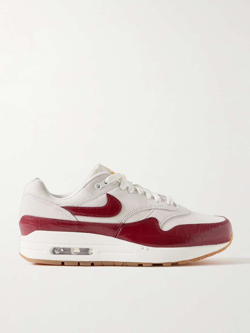Nike Air Max 1 ’87 Lx Nbhd Croc-effect Leather-trimmed Suede Sneakers