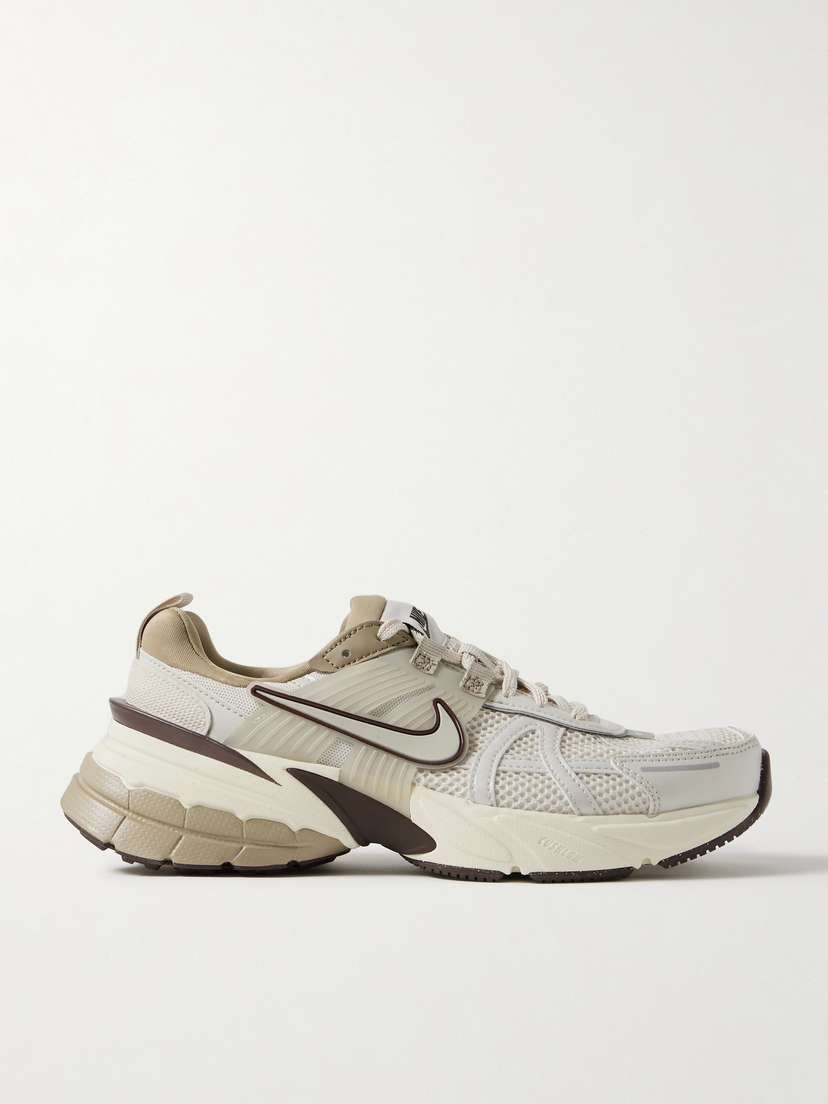 Nike V2k Run Rubber And Metallic Leather-trimmed Mesh Sneakers