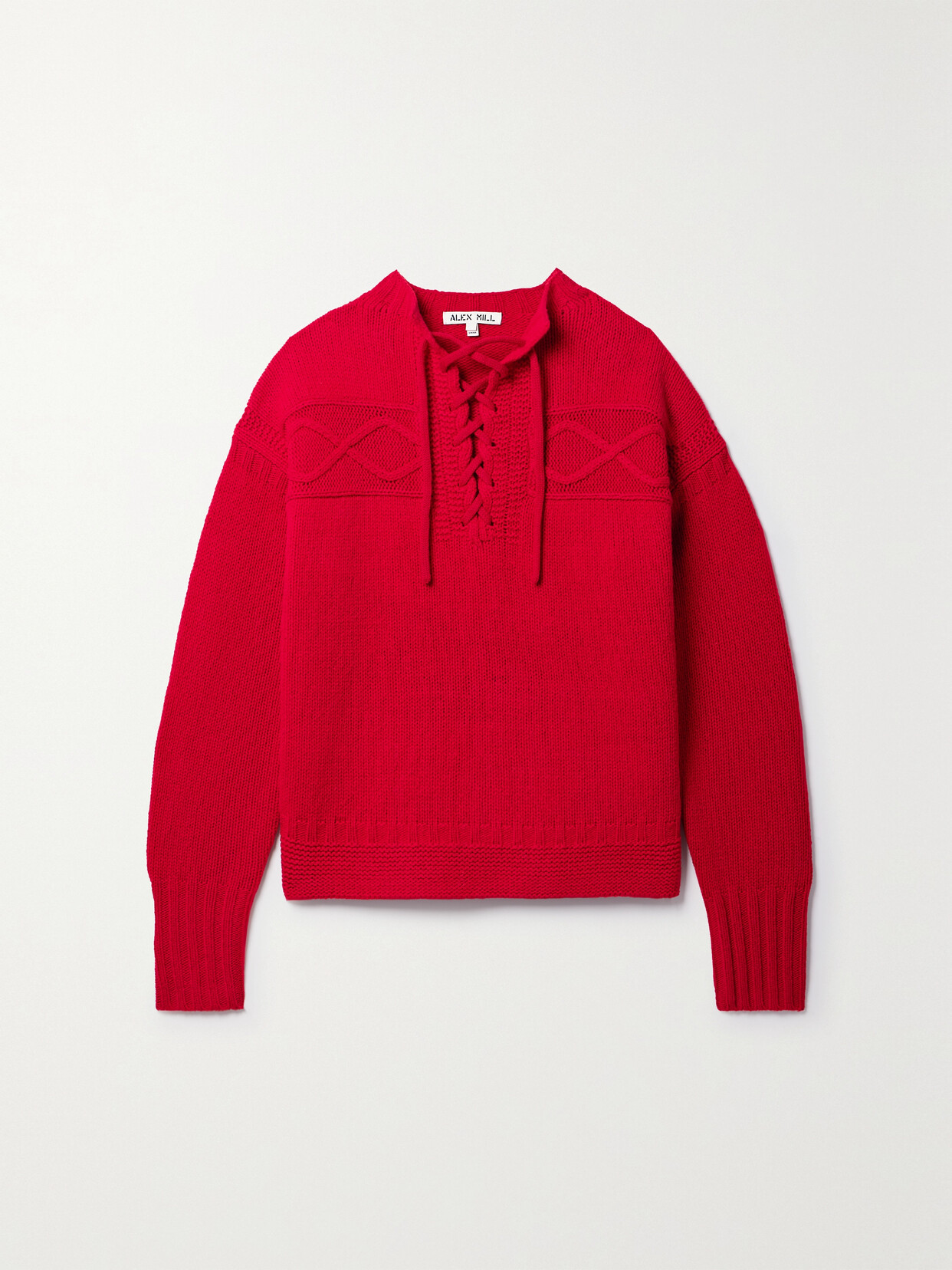 Shop Alex Mill Lace-up Merino Wool-blend Sweater In Red