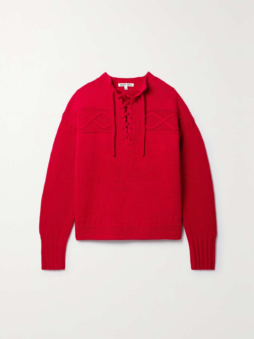 Alex Mill Lace-up Merino Wool-blend Sweater - x large