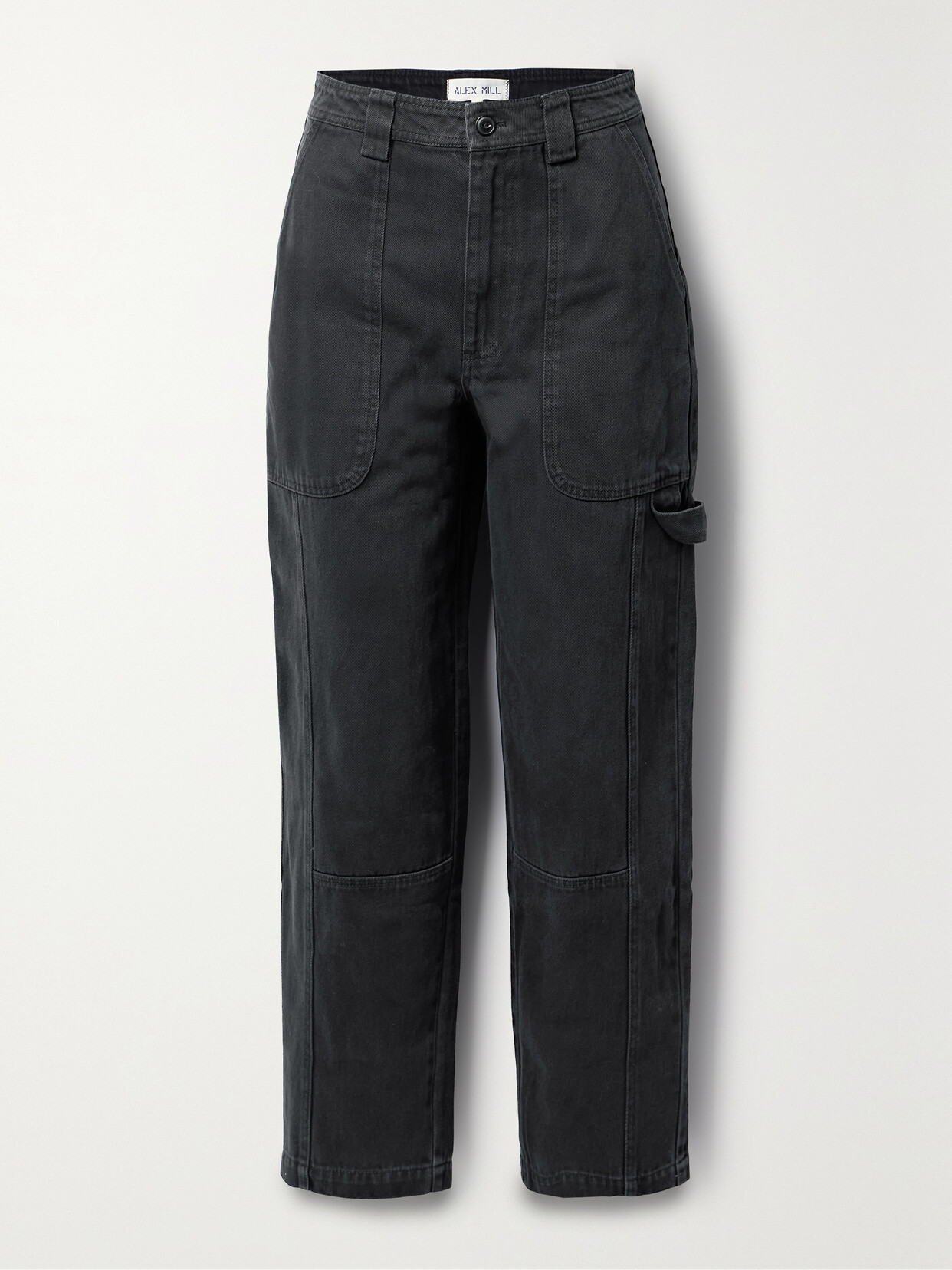 Alex Mill Phoebe Recycled-denim Straight-leg Cargo Trousers In Black