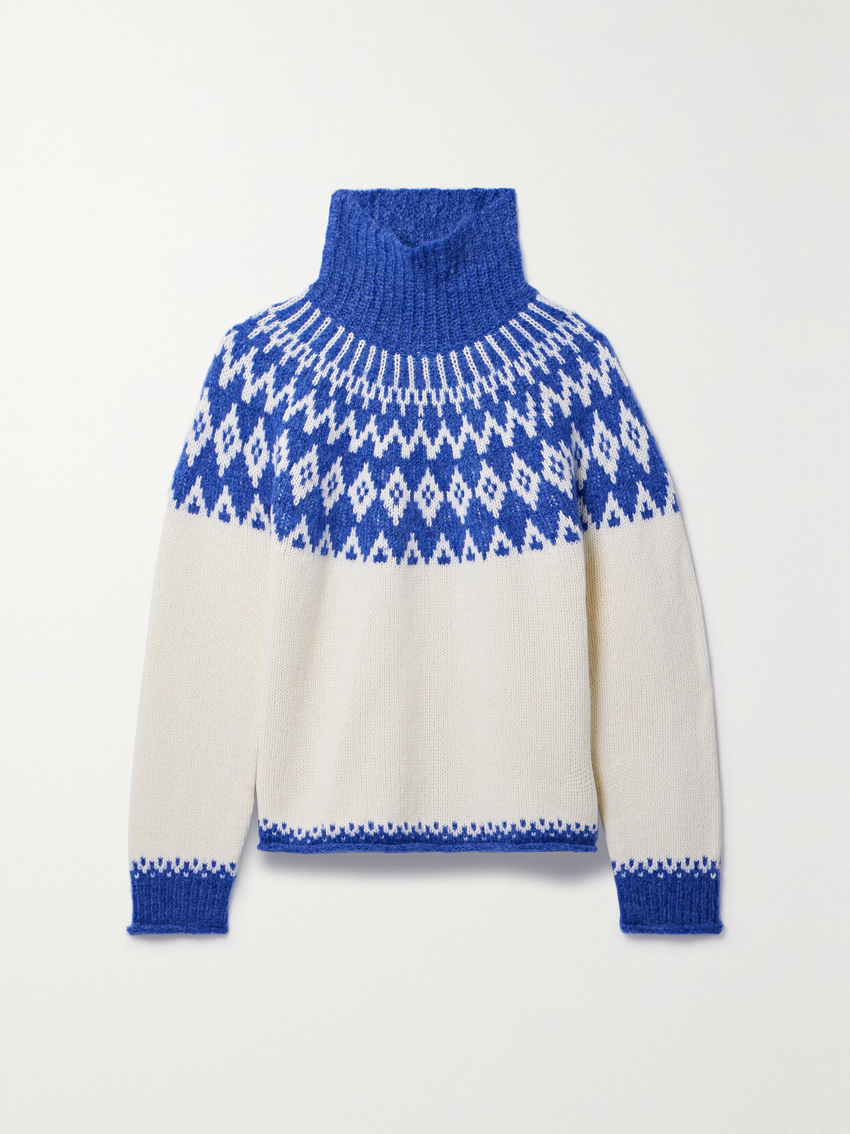 Alex Mill - Bailey Fair Isle Merino Wool-blend Turtleneck Sweater - Blue