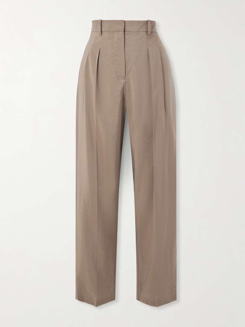 Joseph Tarn Pleated Silk-blend Drill Wide-leg Pants