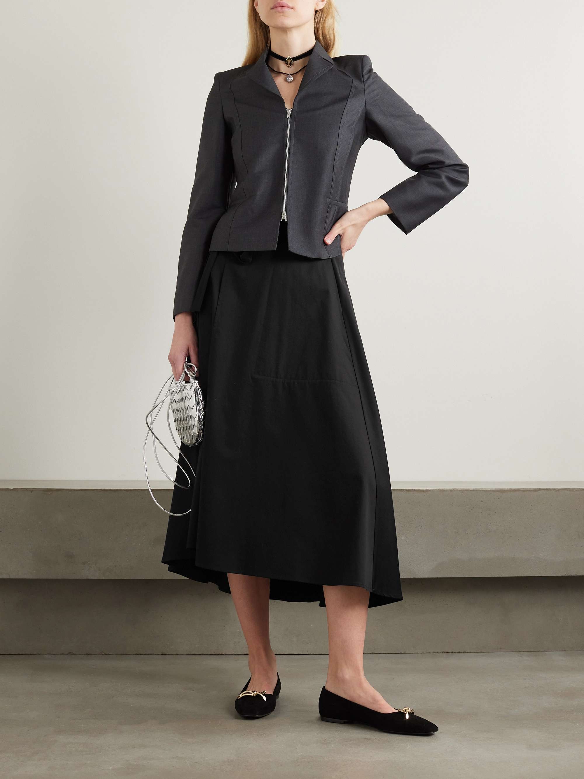 Women's A New Day Wrap Column Midi Skirt - Solid Jacquard Knit With Elastic Waist