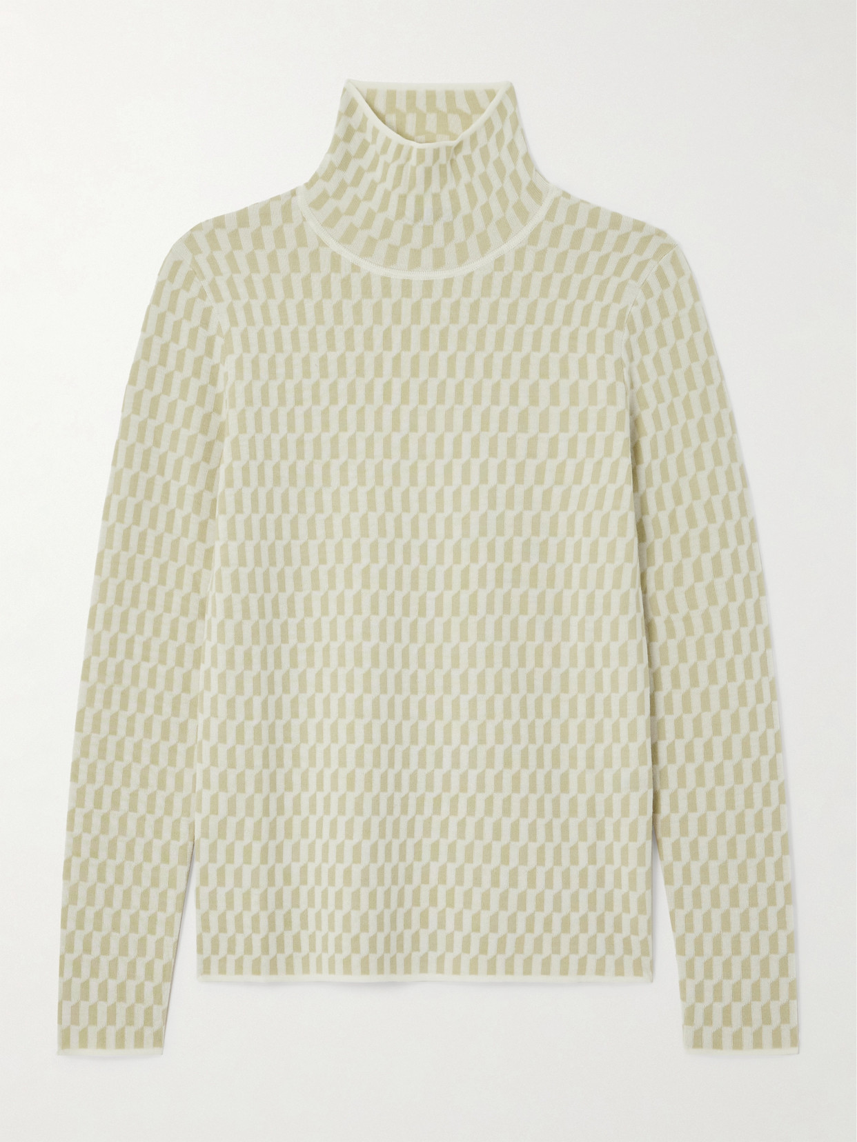 Joseph Fine Alcove Jacquard-knit Merino Wool Turtleneck Sweater In Green