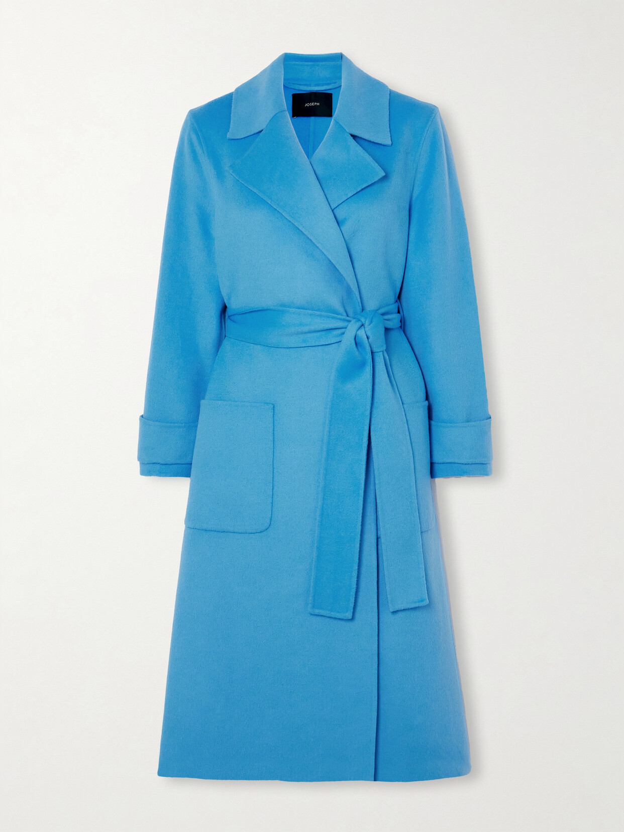 Joseph Arline Belted Double-breasted Wool And Cashmere-blend Coat - Blue