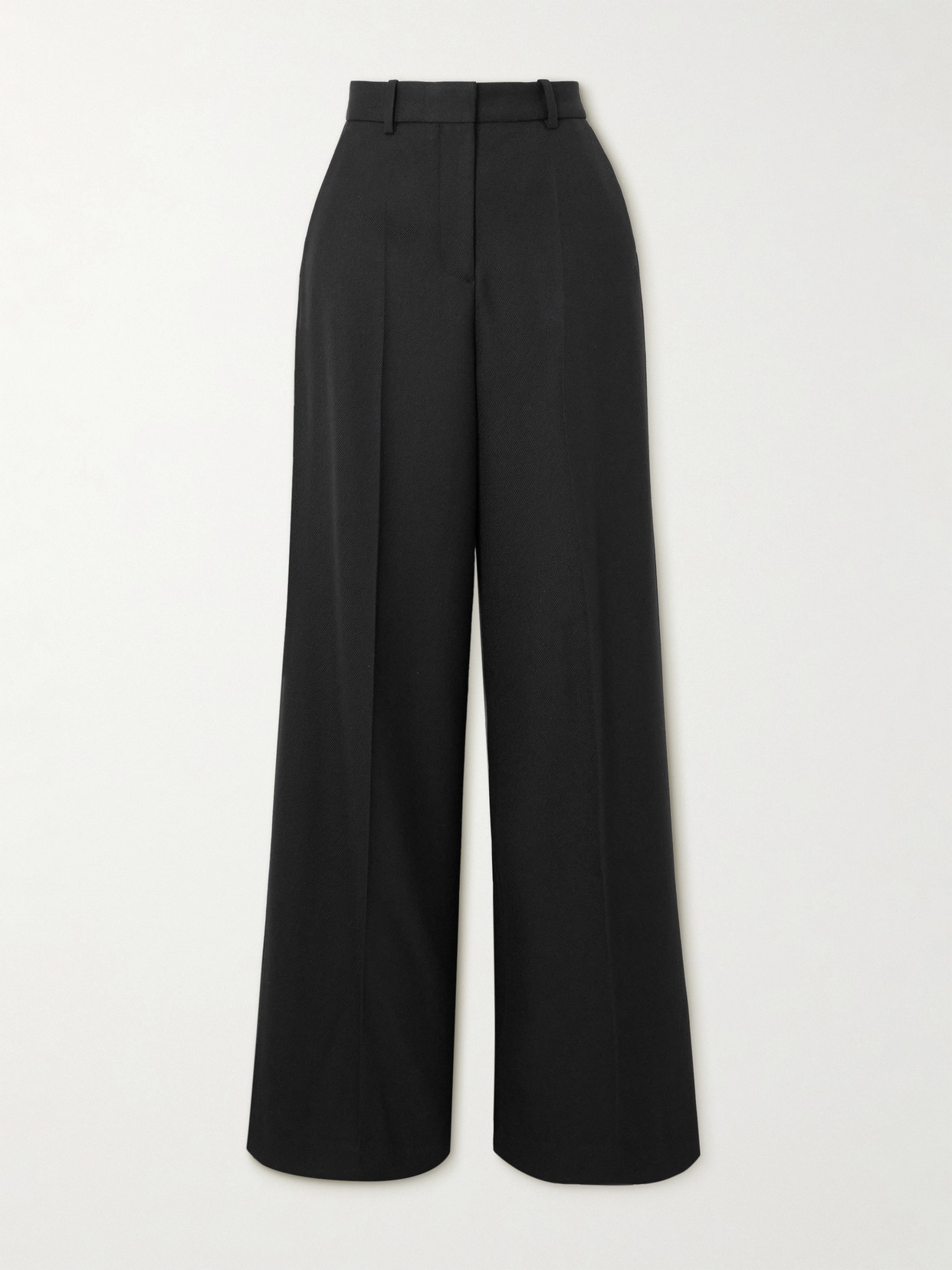 Joseph Alana Pleated Wool-blend Twill Wide-leg Pants In Black