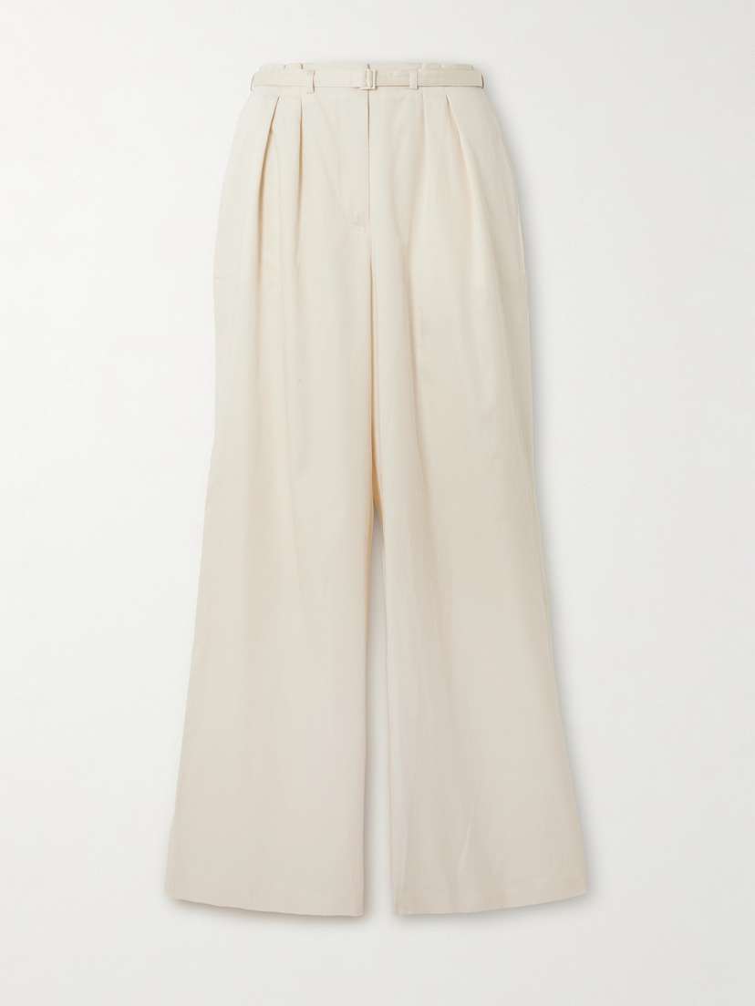 Joseph Tunis Belted Pleated Cotton-sateen Wide-leg Pants