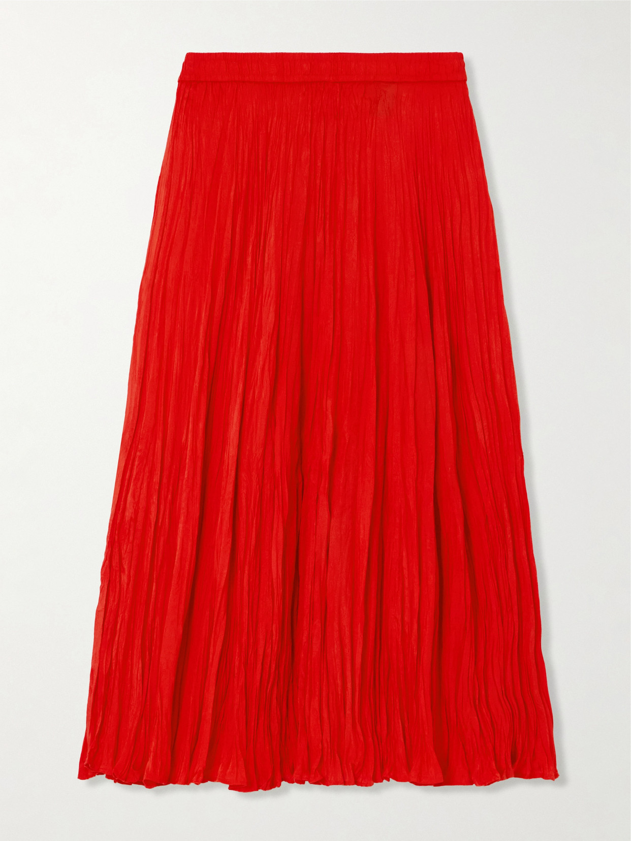 Joseph Sully Pleated Silk-habotai Midi Skirt In Red