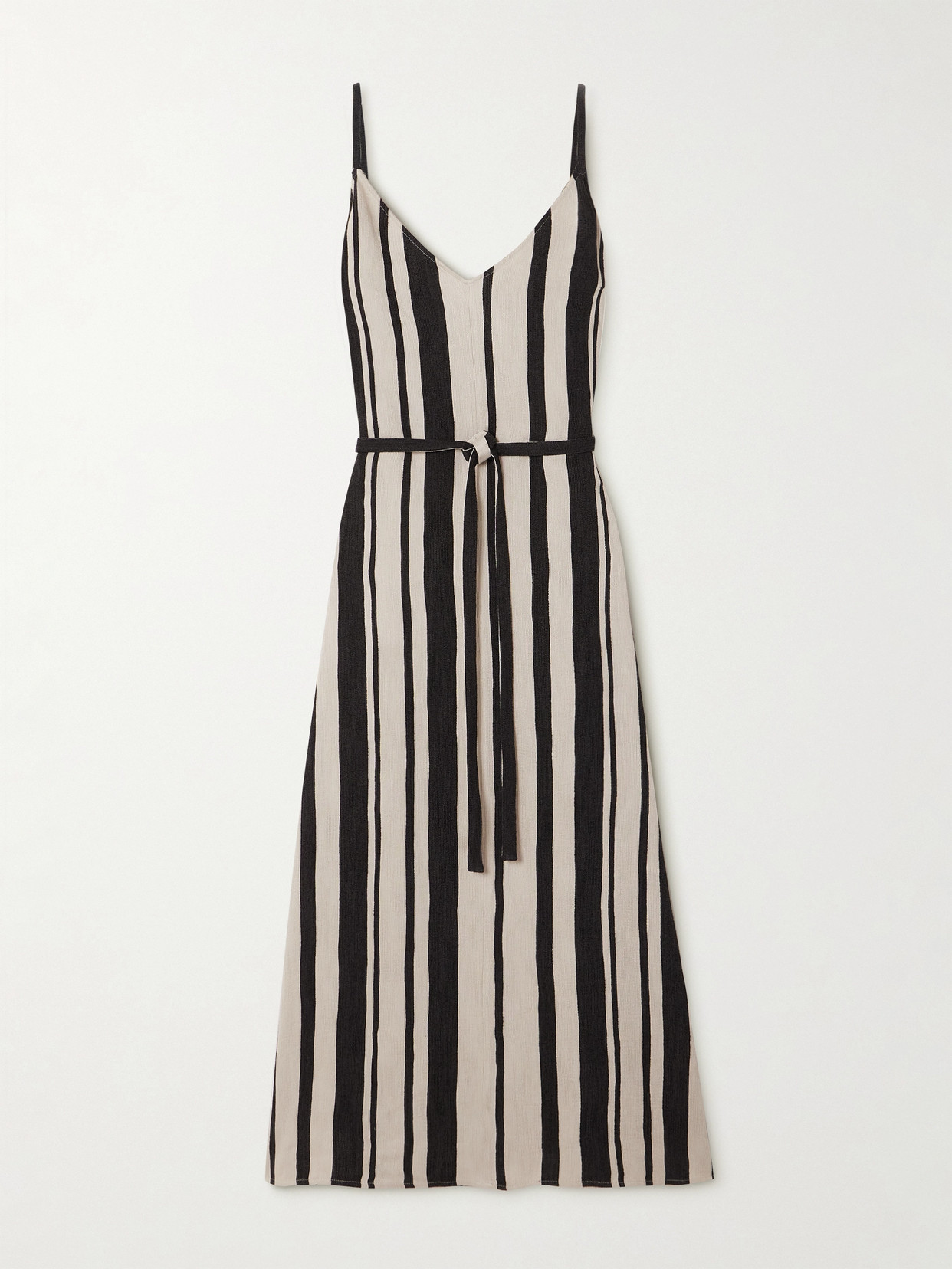 Joseph Dalou Belted Striped Gauze Maxi Dress In Multi