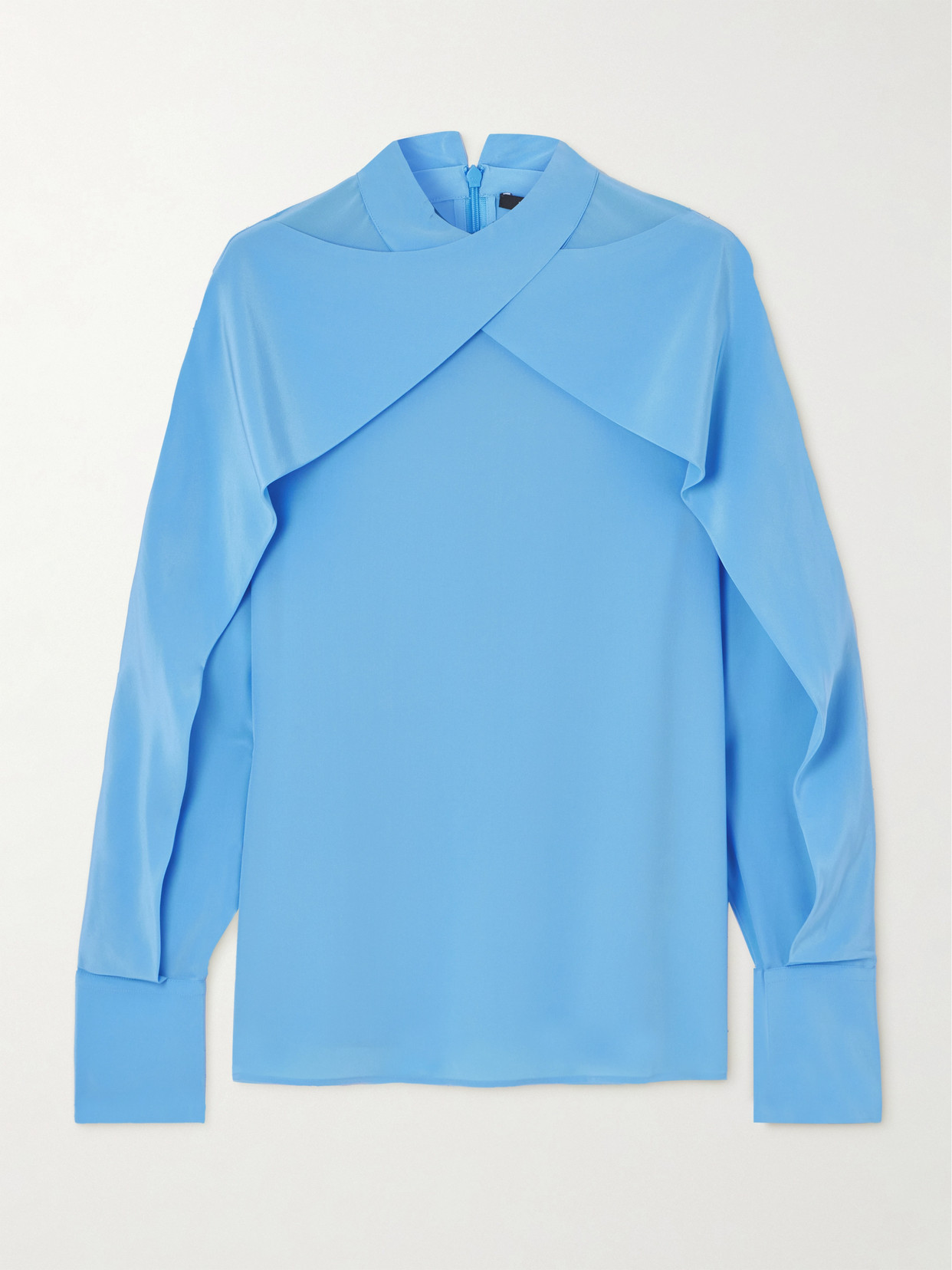 Joseph Bailie Layered Silk Crepe De Chine Blouse In Blue