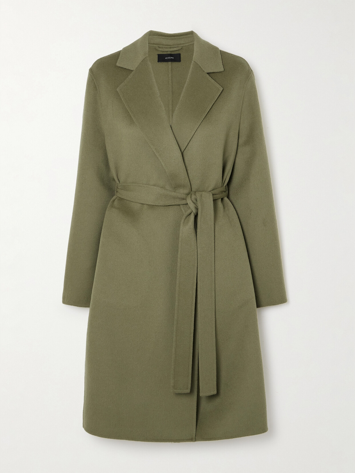 Joseph Cenda Belted Wool And Cashmere-blend Coat In Green