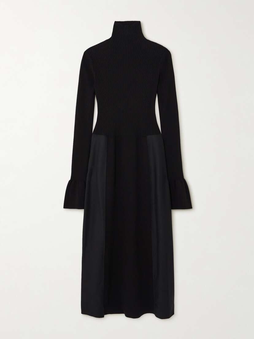 Joseph Duperre Crepe-trimmed Ribbed Wool-blend Midi Dress - FR 34