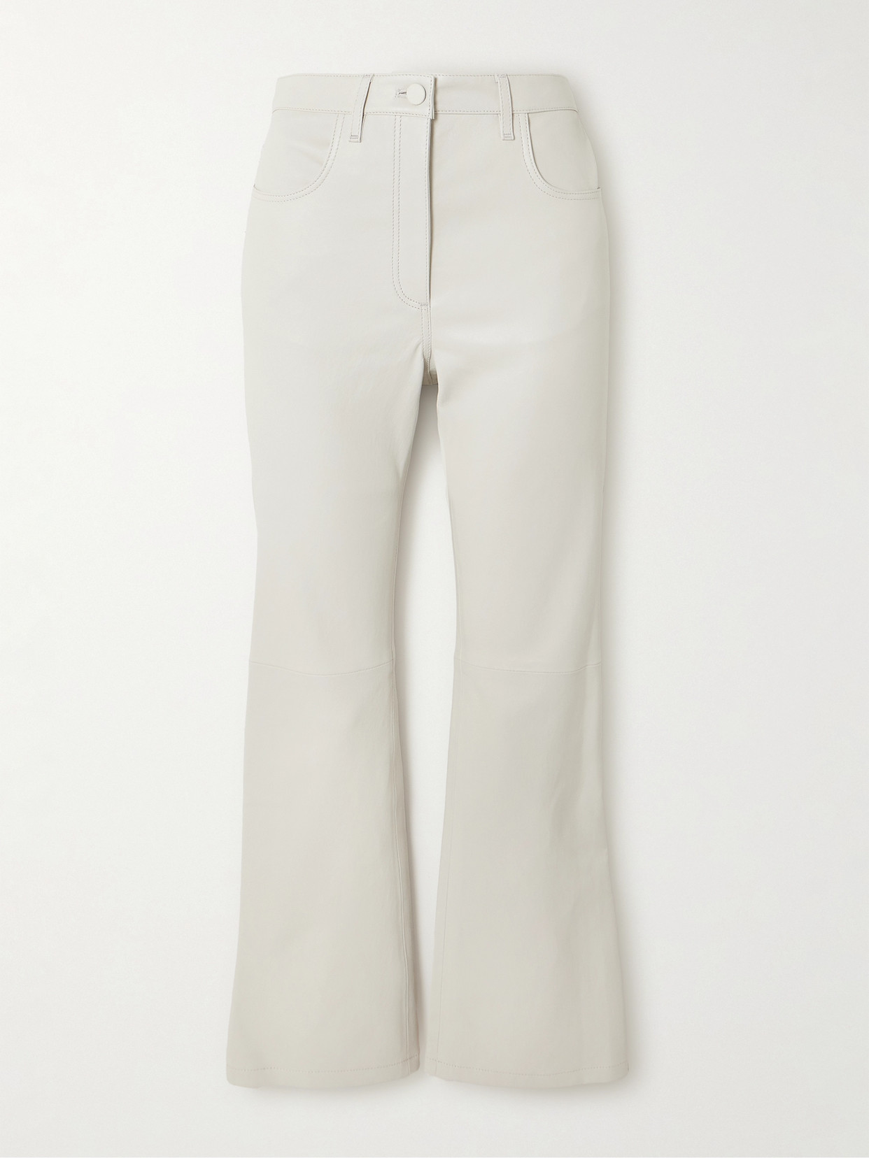 Joseph Duke Cropped Leather Flared Pants In White