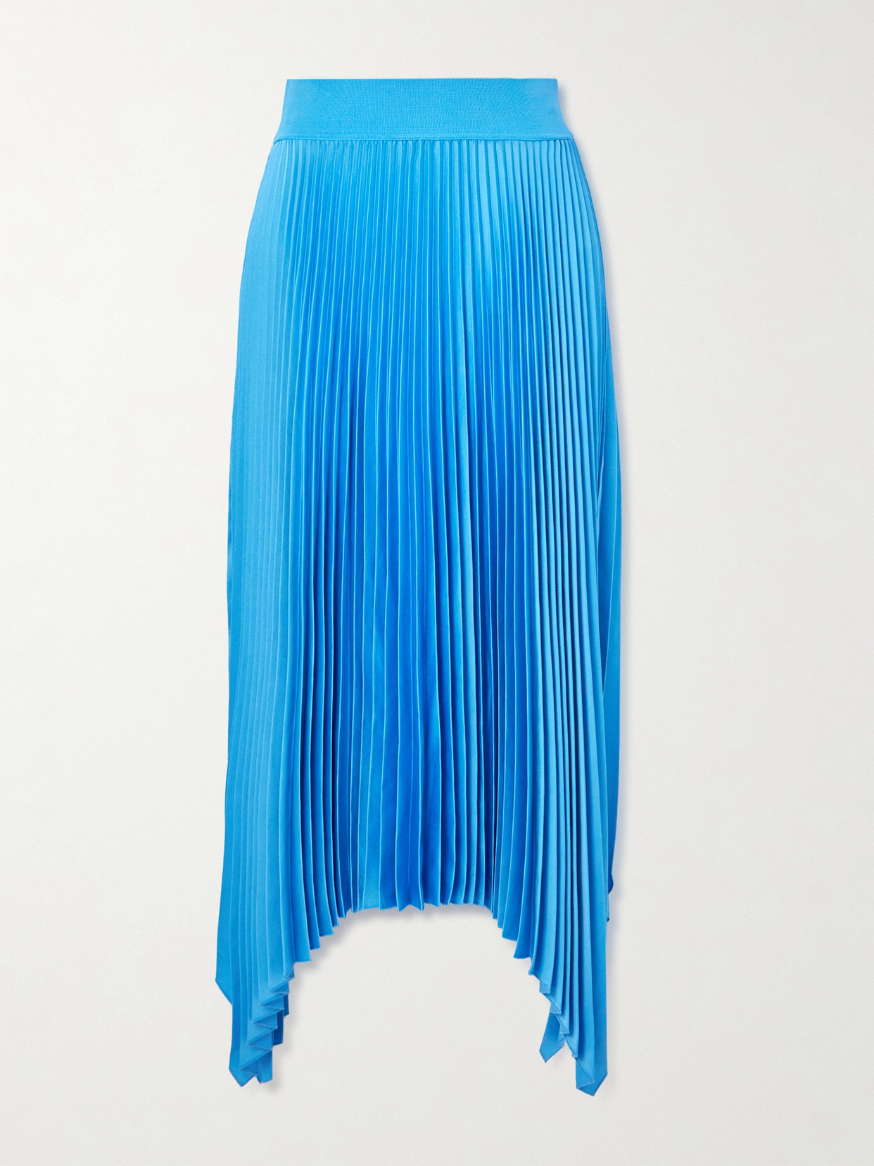 Joseph Ade Asymmetric Pleated Satin Midi Skirt In Blue