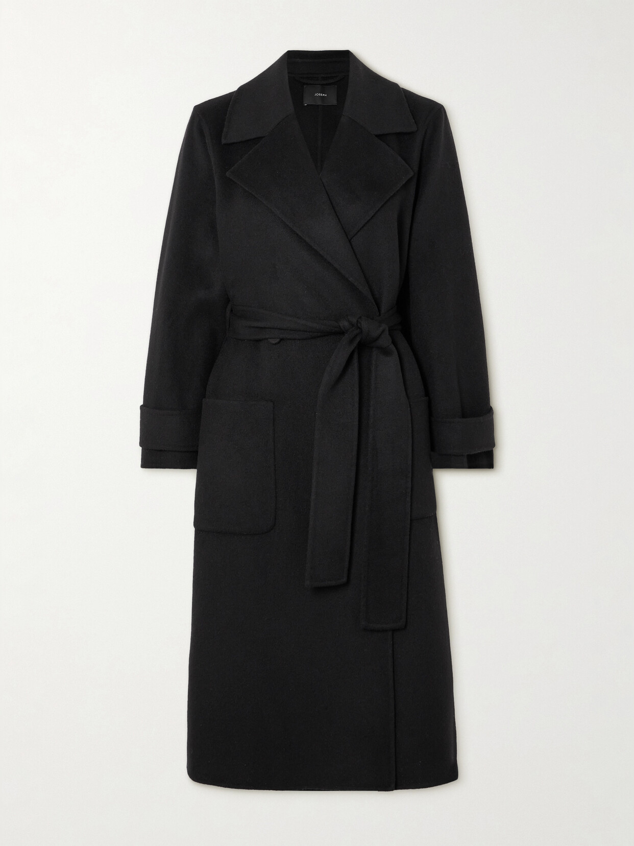 Joseph Arline Belted Double-breasted Wool And Cashmere-blend Coat In Black