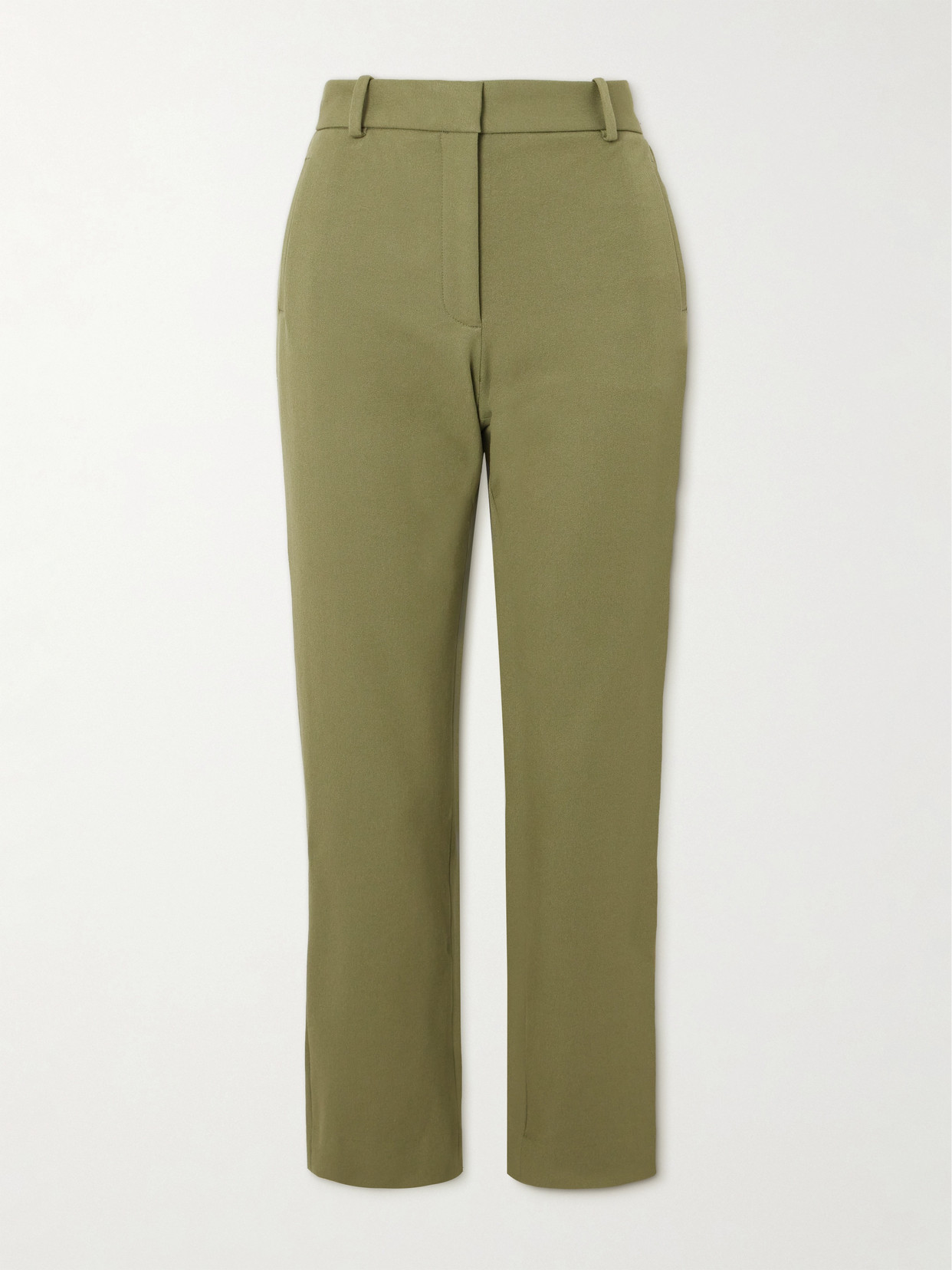 Joseph Cropped Gabardine Straight-leg Pants In Green