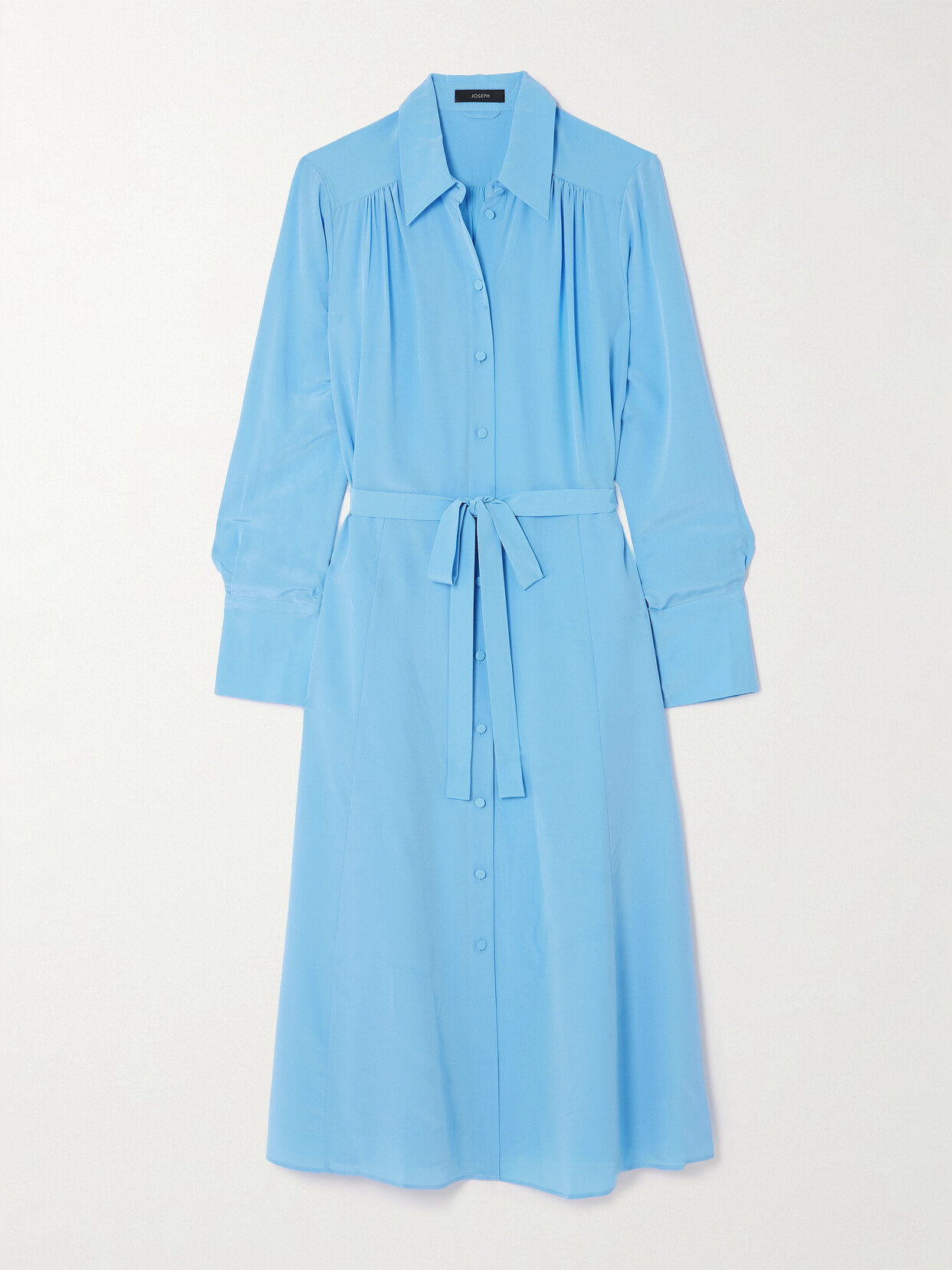 Joseph Diane Belted Silk Crepe De Chine Midi Shirt Dress - Blue