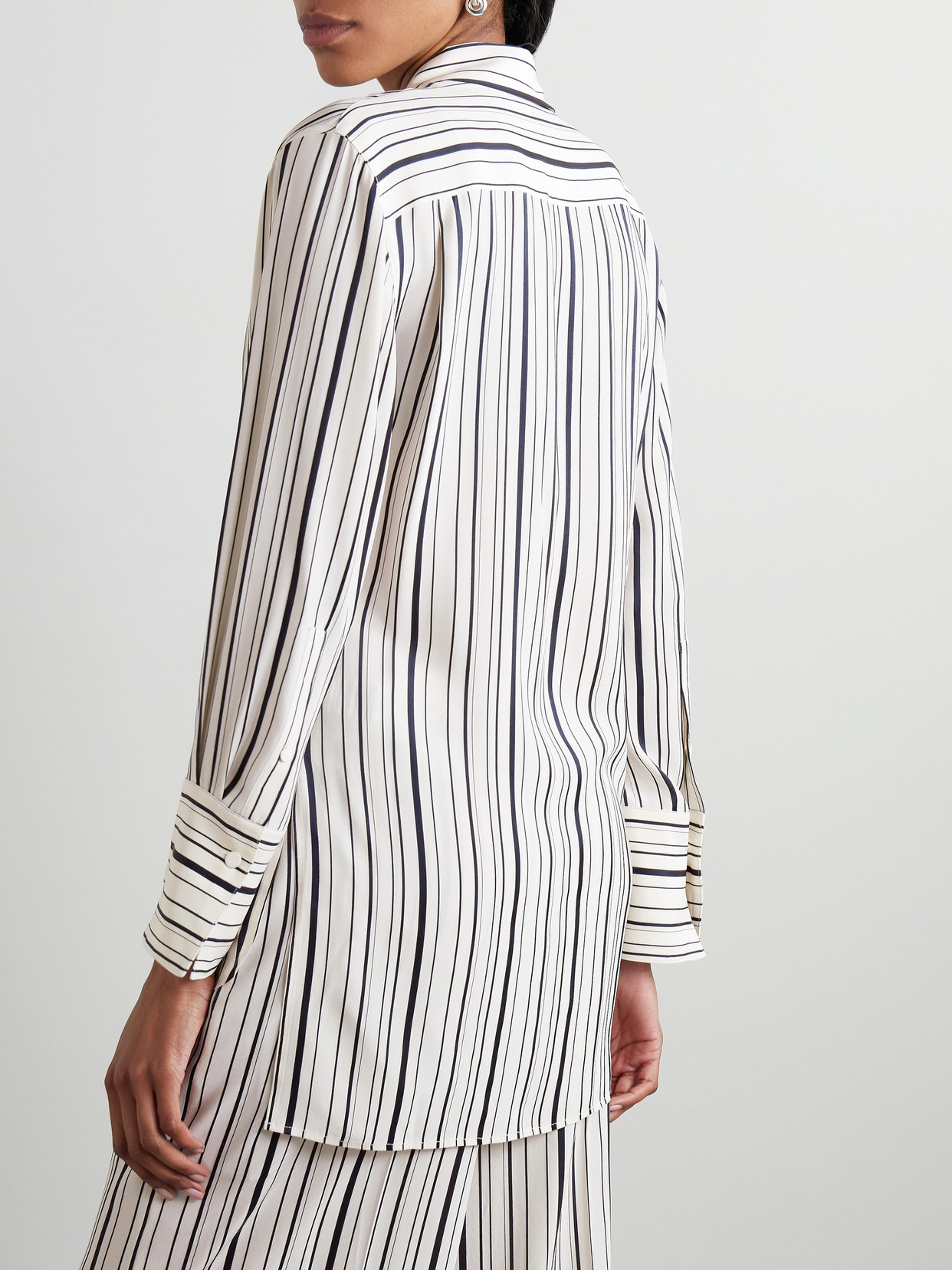 Joseph Striped Silk Crepe De Chine-jacquard Shirt In Multi