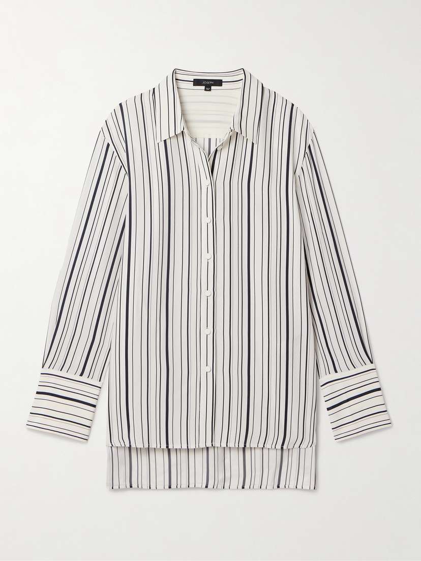 Joseph Striped Silk Crepe De Chine-jacquard Shirt