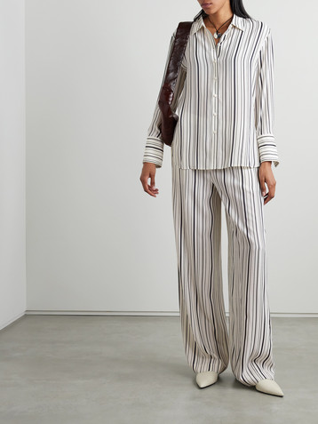 JOSEPH Striped silk crepe de chine-jacquard shirt