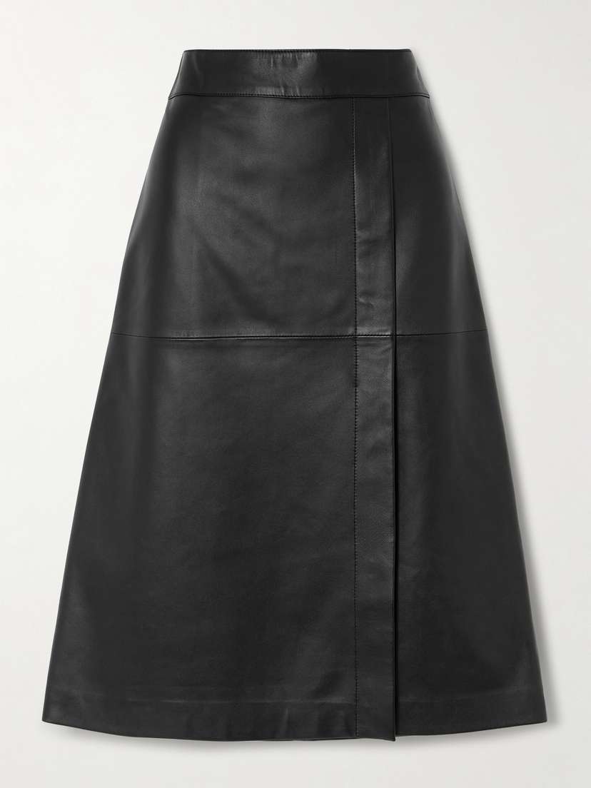 Joseph Sevres Wrap-effect Leather Midi Skirt