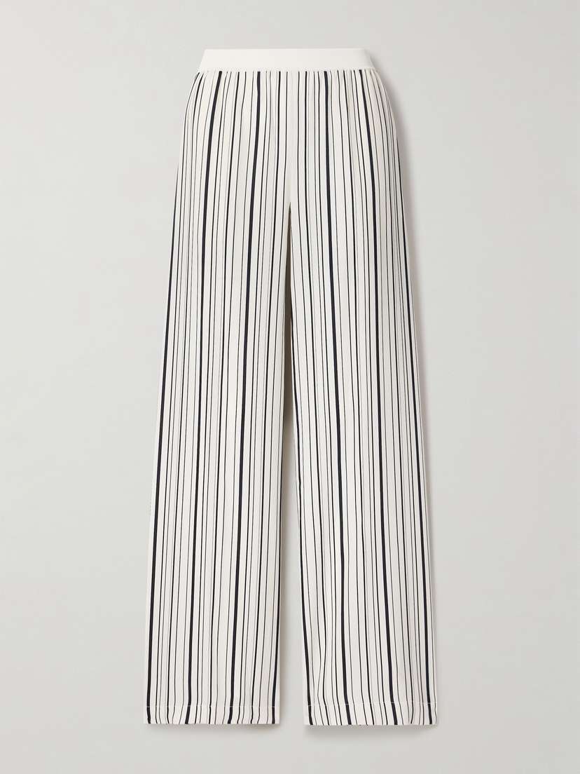 Joseph Hulin Striped Silk-twill And Gauze Wide-leg Pants