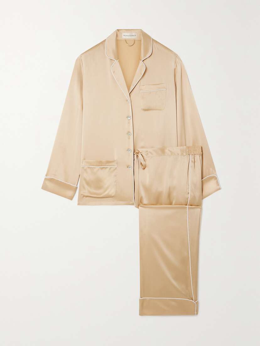 Olivia von Halle Coco Silk-satin Pajama Set - x large
