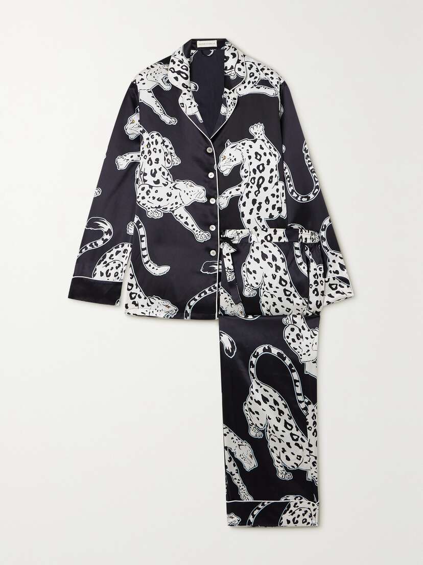 Olivia von Halle Lila Printed Silk-satin Pajama Set