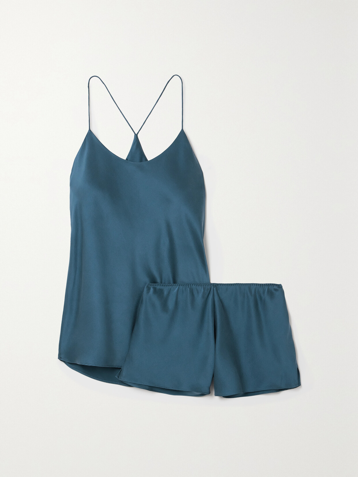 Olivia von Halle Bella Silk-satin Pajama Set - Blue