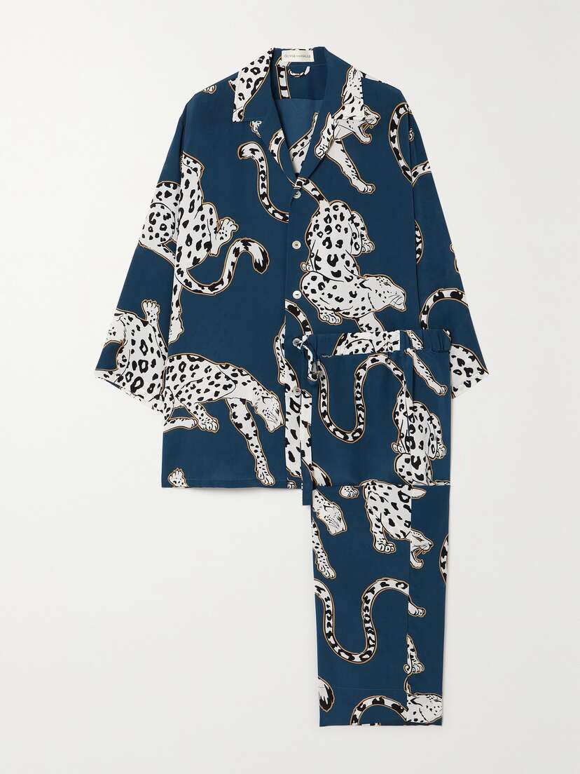Olivia von Halle Casablanca Printed Silk Crepe De Chine Pajamas