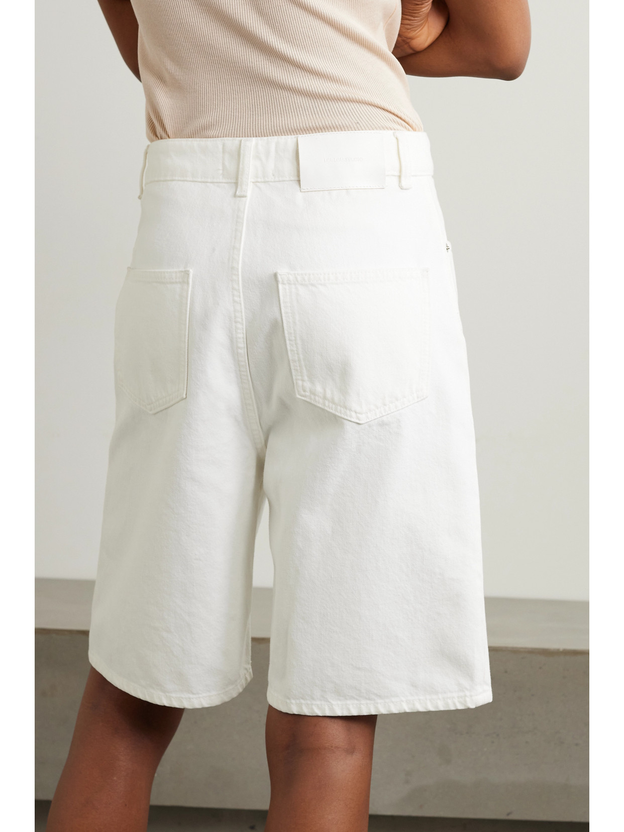 Shop Loulou Studio + Net Sustain Isu Organic Denim Shorts In Ivory