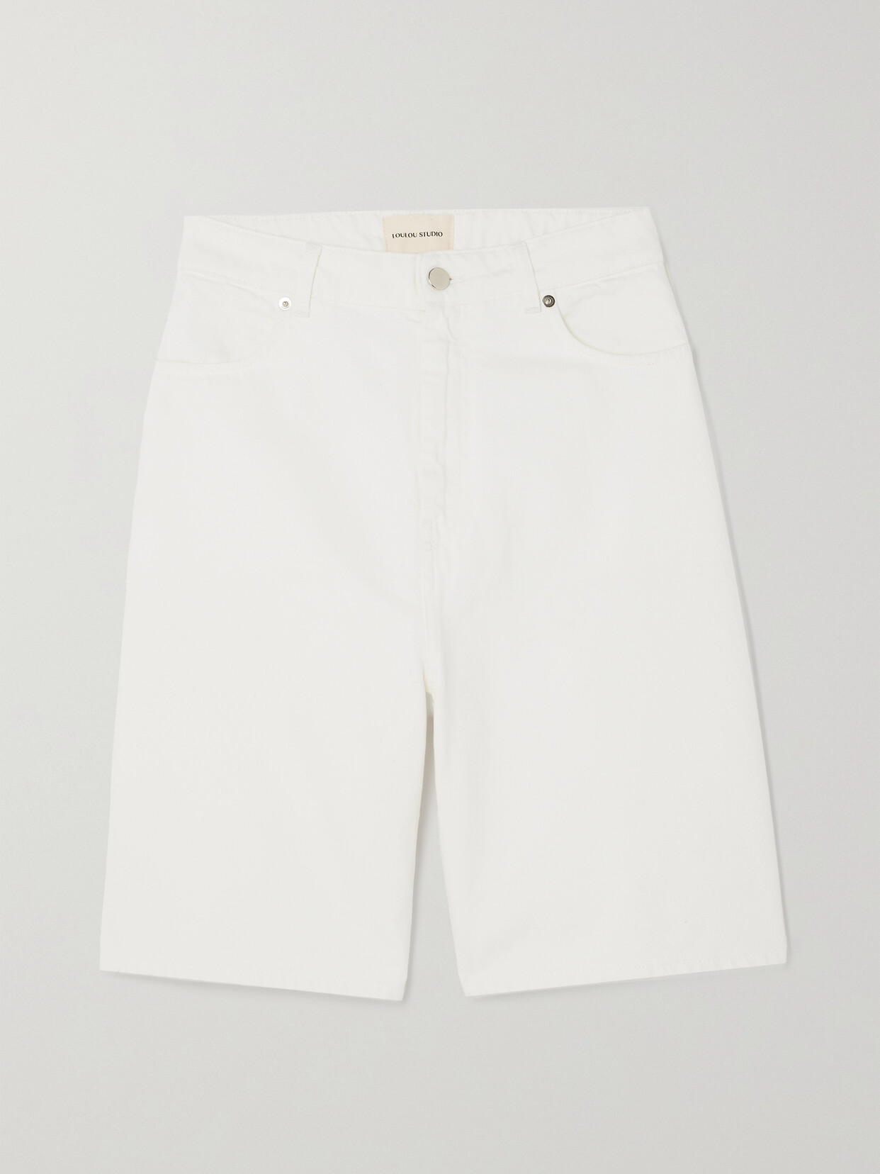 Shop Loulou Studio + Net Sustain Isu Organic Denim Shorts In Ivory