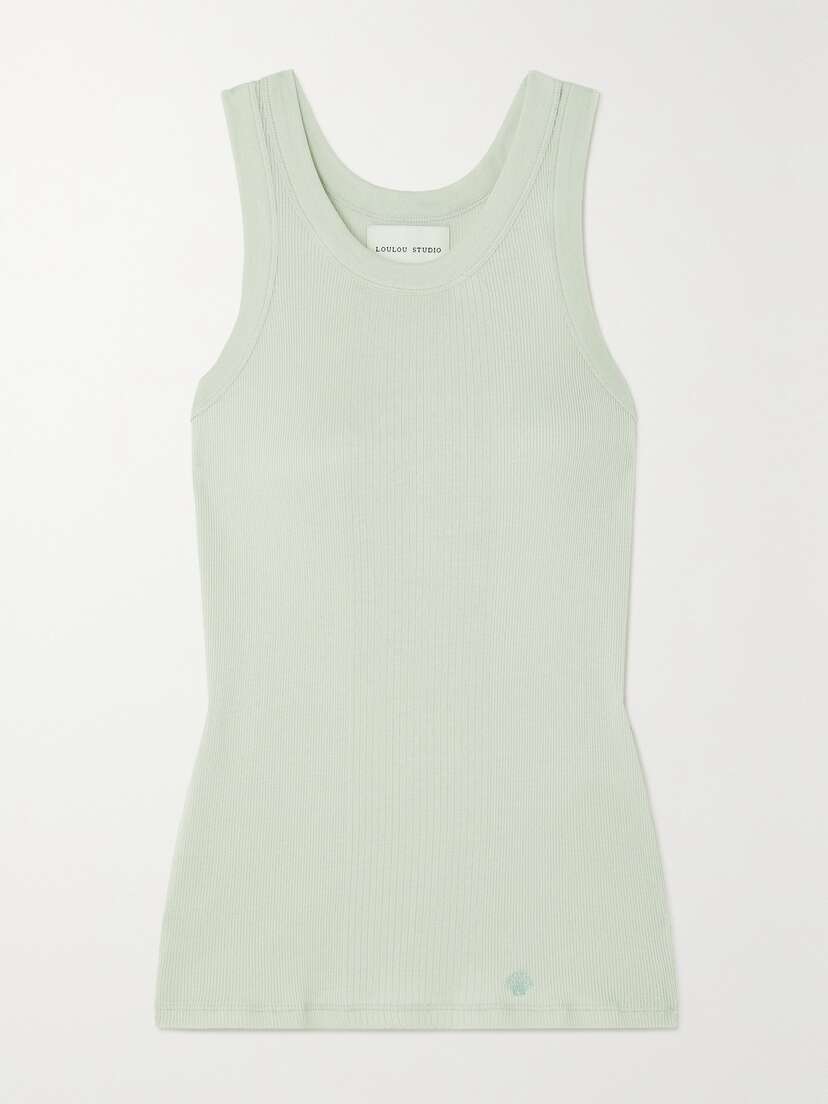 LOULOU STUDIO + Net Sustain Limba Ribbed Organic Cotton Tank - x large