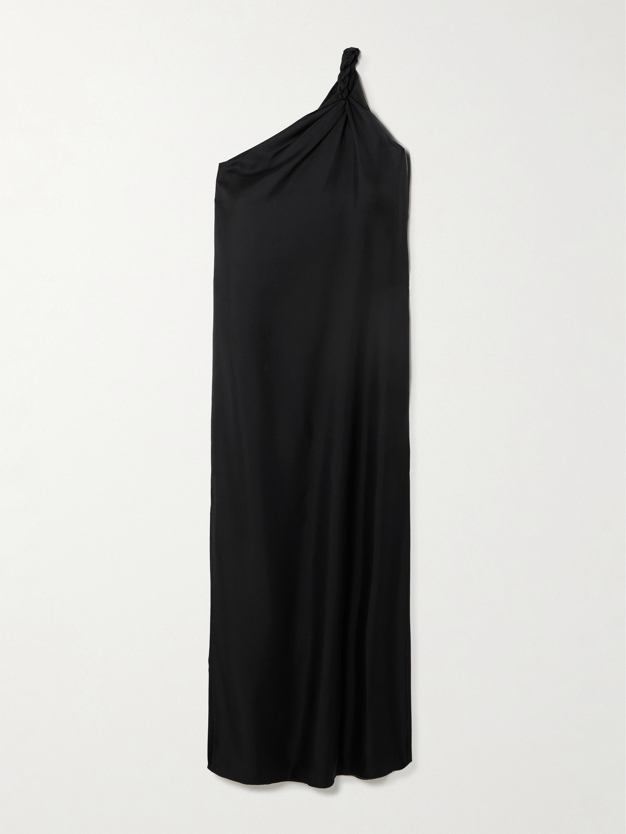 Loulou Studio One-shoulder Knotted Silk-twill Maxi Dress In Black