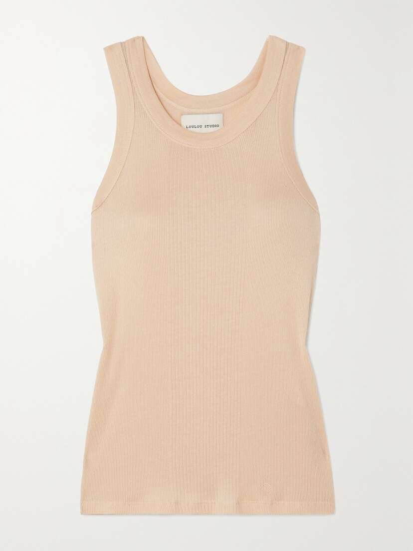 LOULOU STUDIO + Net Sustain Limba Ribbed Organic Cotton Tank - x large