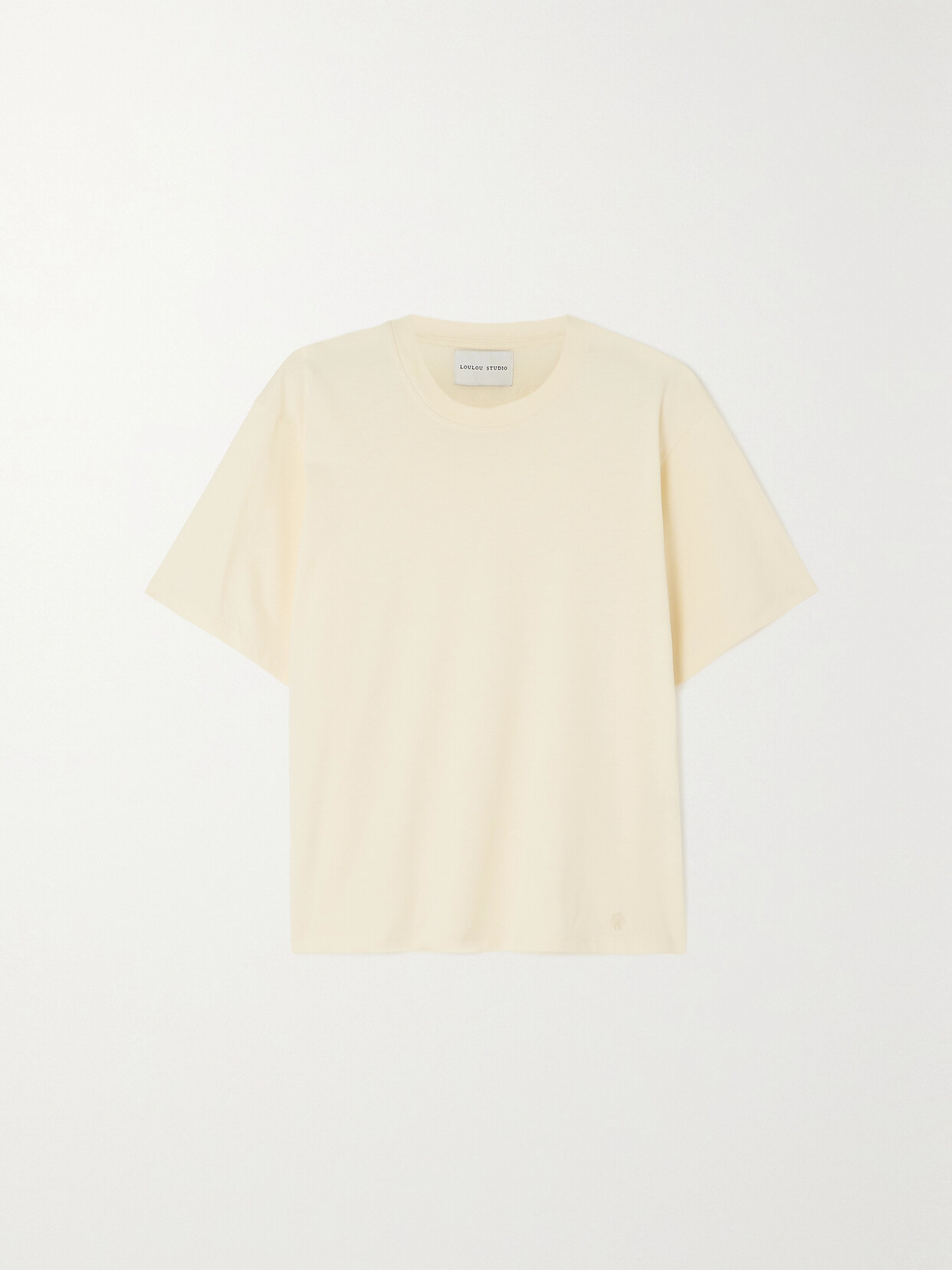 Shop Loulou Studio + Net Sustain Telanto Embroidered Organic Supima Cotton-jersey T-shirt In Ivory