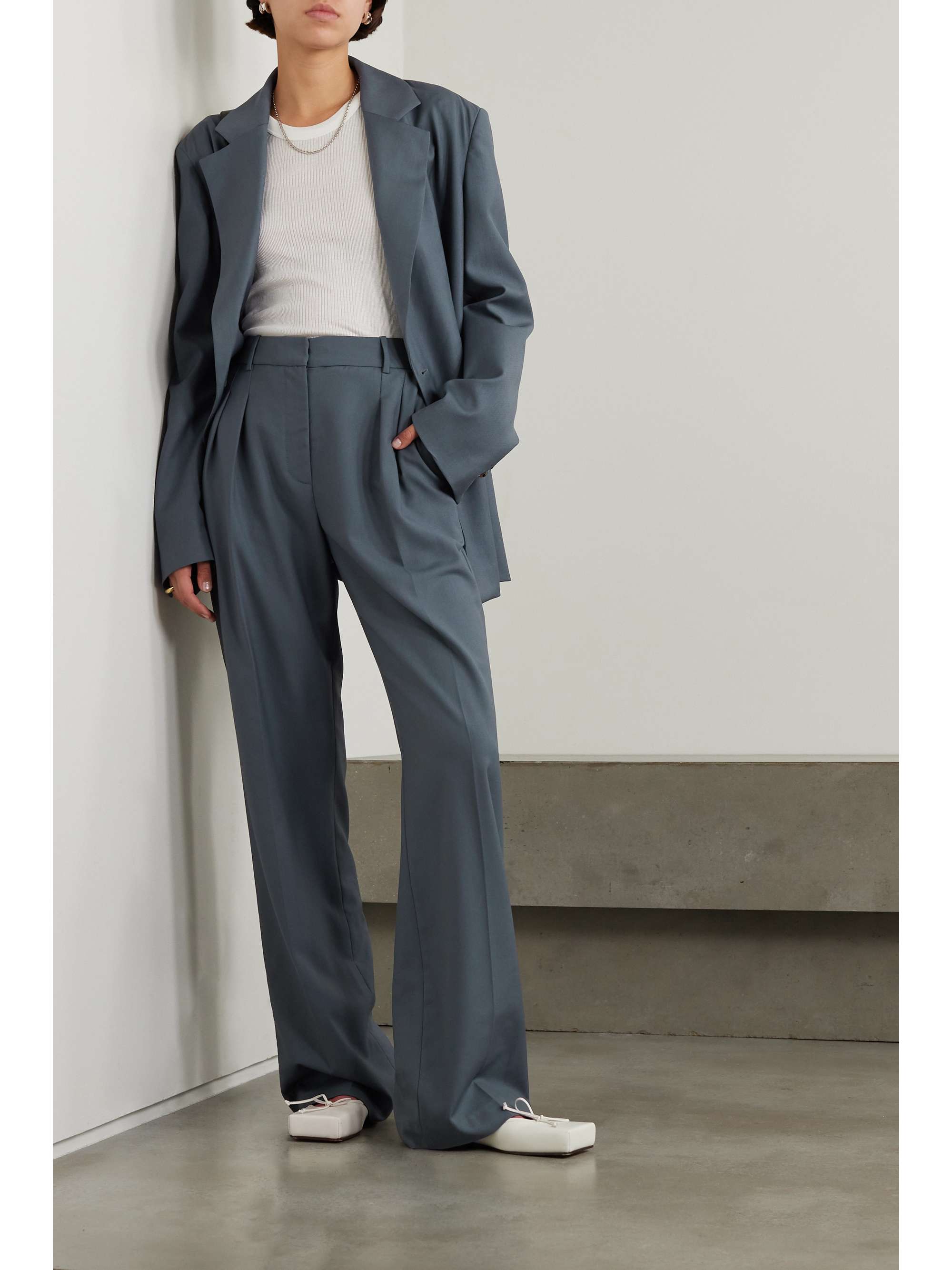 LOULOU DE SAISON Sbiru pleated wool straight-leg pants