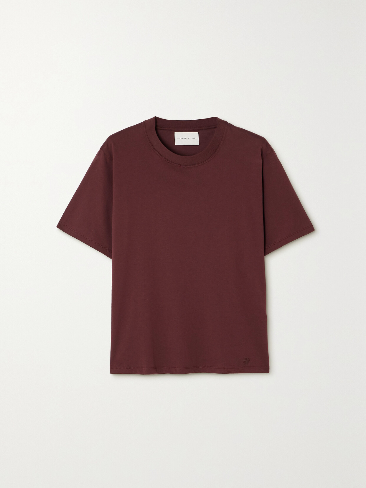 Loulou Studio + Net Sustain Telanto Embroidered Organic Supima Cotton-jersey T-shirt In Burgundy